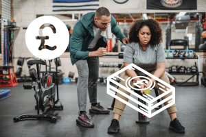 Man and woman in gym with expensive gym memberships