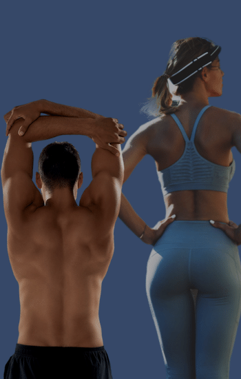 Athletic man and woman from behind